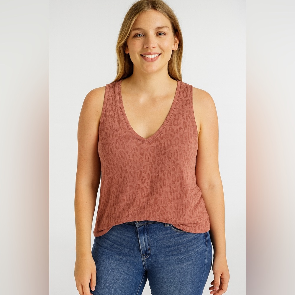 Express Burnout V-Neck Tank Henna Brown  XXS NWT